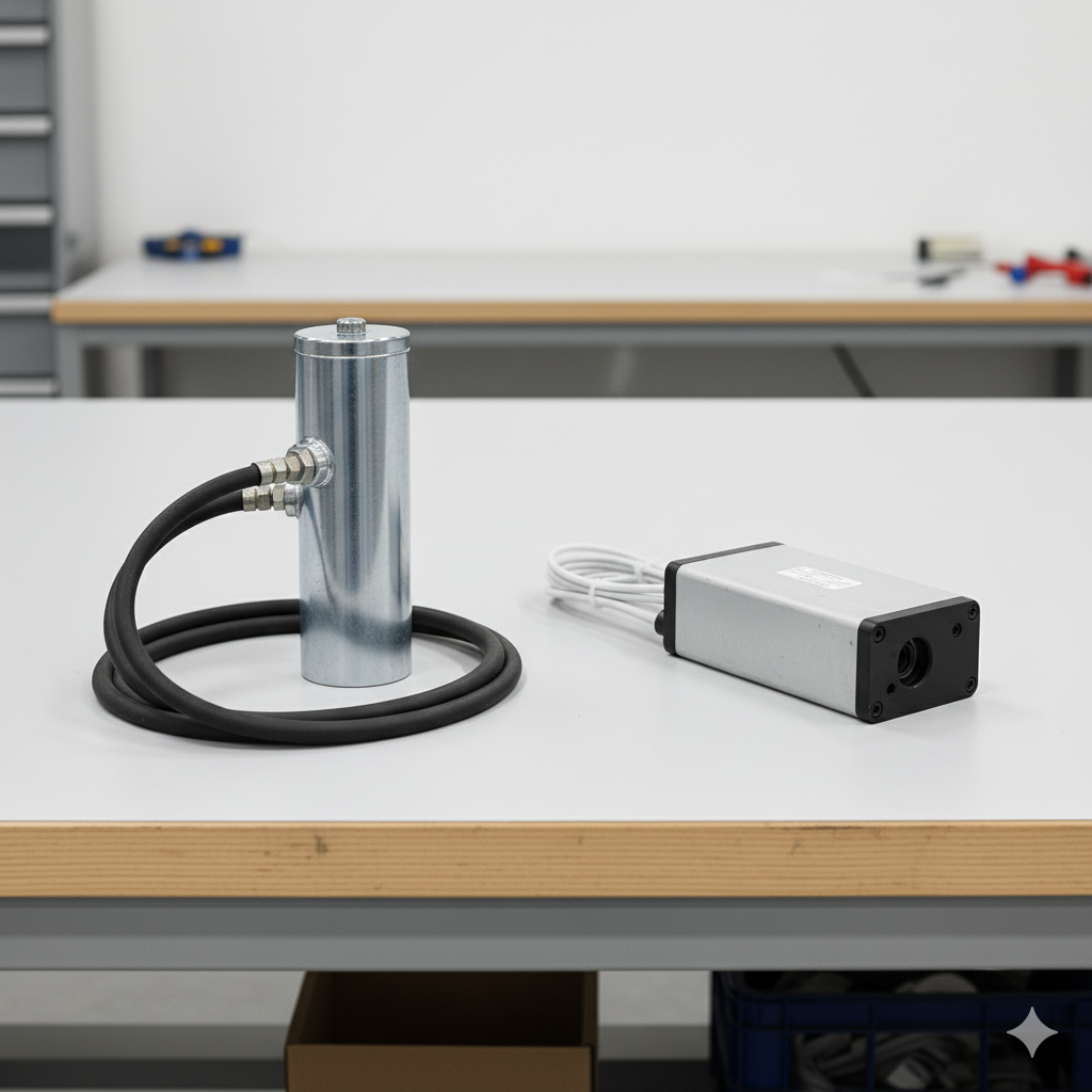 Po prawej jest siłownik elektryczny, po lewej pneumatyczny.